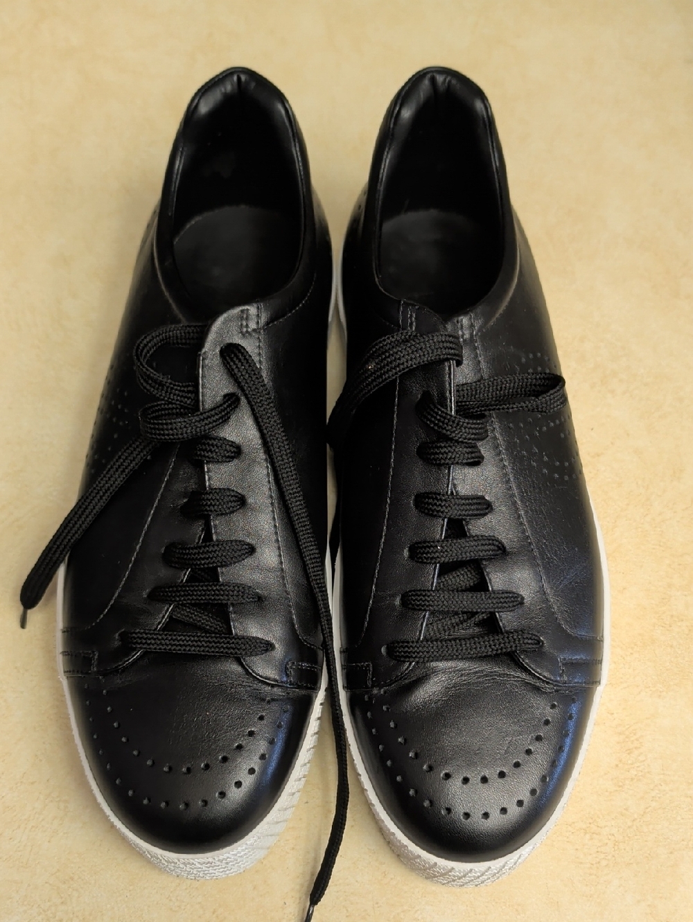 Giorgio Armani Black Leather Low-Top Sneakers